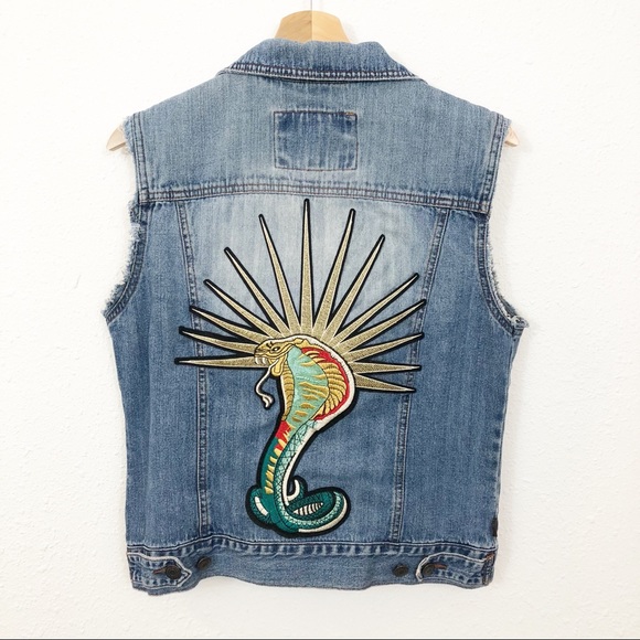 Hollister Jackets & Blazers - Hollister upcycled Cobra Sleeveless Jean Jacket L